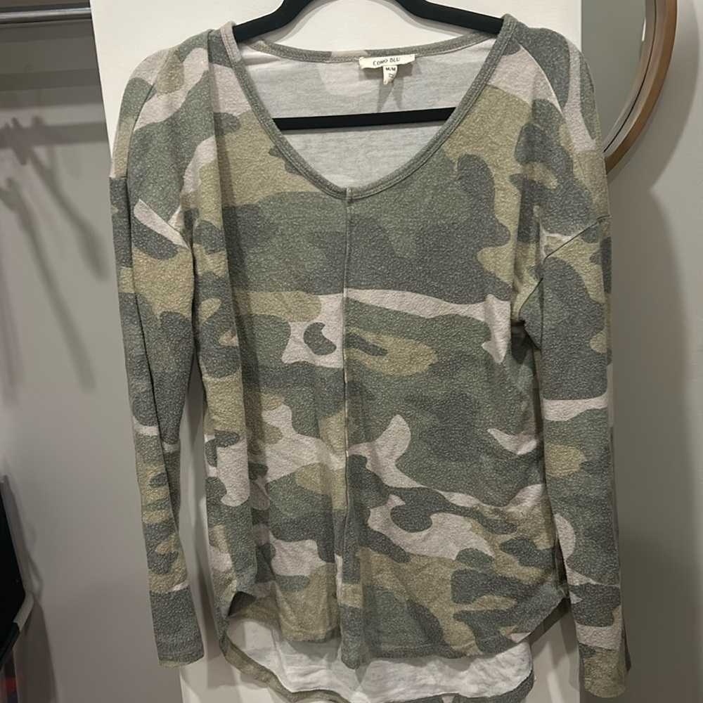 Como blue soft camo long sleeve shirt